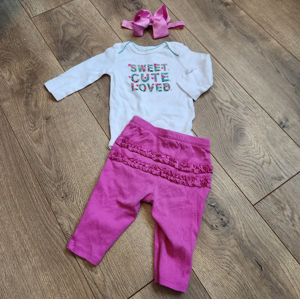 3m Baby Girl Carter's Outfit And headband